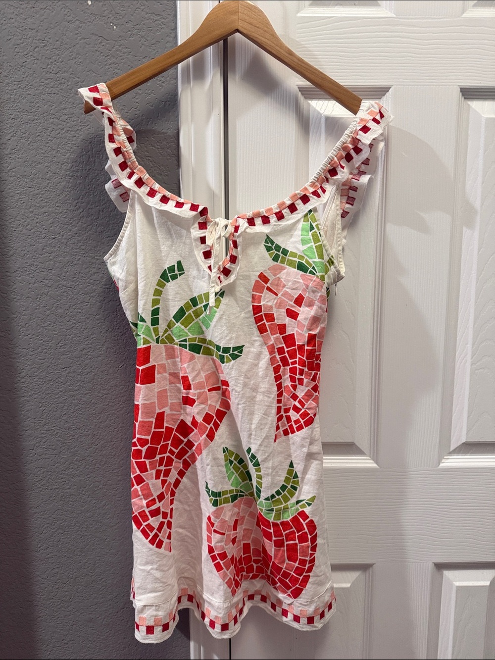 Anthropologie | Celandine embroidered open back mini strawberry dress NWT Sz M - Picture 4 of 9